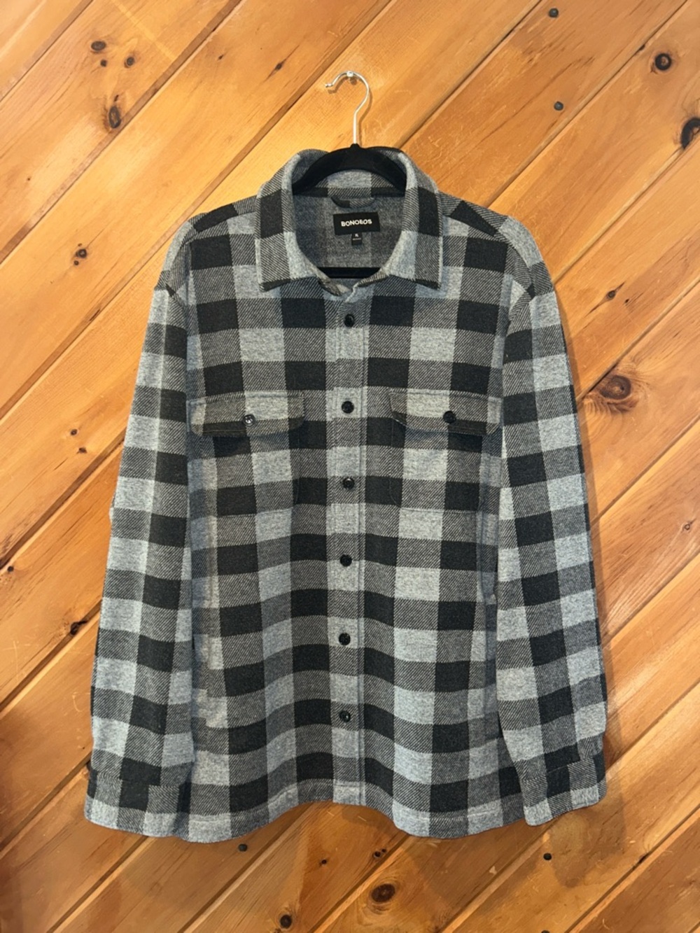 BONOBOS Men’s The Sweater Jacket Grey Flanders Check sz XL